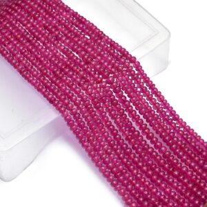 Aaa+ Red Ruby 3mm-4mm Smooth Rondelle Beads, 16inch Strand