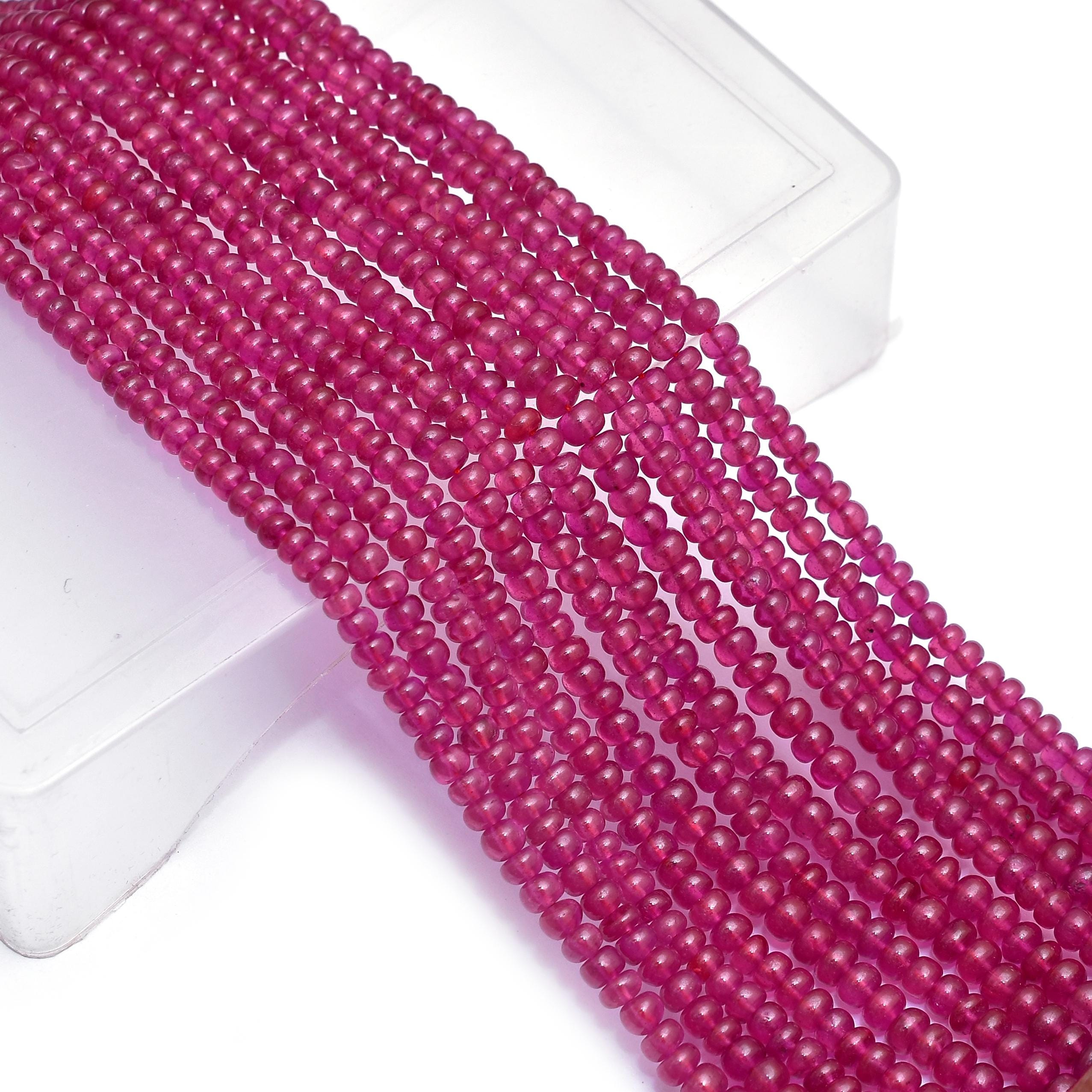 Aaa+ Red Ruby 3mm-4mm Smooth Rondelle Beads, 16inch Strand