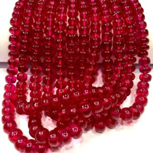AAAA++ QUALITY~Ruby Smooth Rondelle Beads Smooth Polished Ruby Gemstone Beads Wholesale Ruby Beads Strand Jewelry Making Beads 6 Strand.