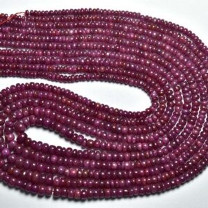 African Ruby Rondelle - 16.5 inches - Natural Smooth Ruby Rondelles Beads - Size is 3 -4.5mm #2065