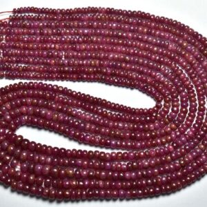 African Ruby Rondelle - 16 inches - Natural Untreated Smooth Ruby Rondelles Beads - Size is 3.5 - 5 mm #1034