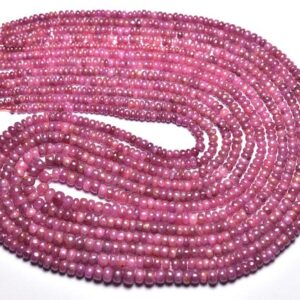 African Ruby Rondelle Beads - 16 inches - Natural Untreated Smooth Ruby Rondelles Beads - Size is 3 - 4 mm #2124