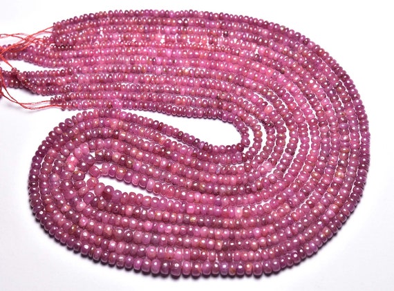 African Ruby Rondelle Beads - 16 Inches - Natural Untreated Smooth Ruby Rondelles Beads - Size Is 3 - 4 Mm #2124 African Ruby Rondelle Beads - 16 Inches - Natural Untreated Smooth Ruby Rondelles Beads - Size Is 3 - 4 Mm #2124