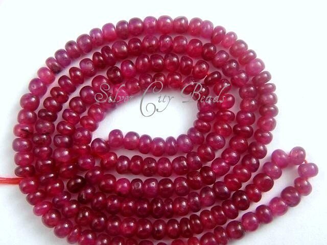 Ruby Rondelle Bead , 2 Inch, 4-5mm