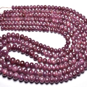 Ruby Rondelle Bead - 9 inches - Natural Smooth Beautiful Ruby Rondelles - Size is 5 - 8 mm #2751