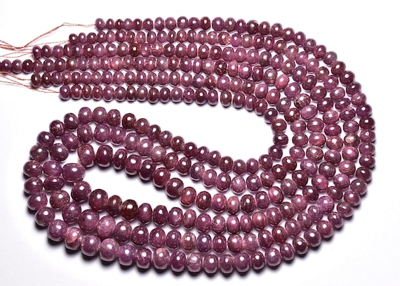 Ruby Rondelle Bead - 9 Inches - Natural Smooth Beautiful Ruby Rondelles - Size Is 5 - 8 Mm #2751