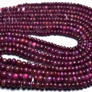 Ruby Rondelle  Bead Strand -14.5 Inches - Natural Beautiful Smooth Dyed Ruby Rondelles - Size is 3.5-4.5mm, #1379