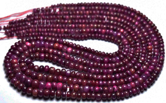 Ruby Rondelle Bead Strand -14.5 Inches - Natural Beautiful Smooth Dyed Ruby Rondelles - Size Is 3.5-4.5mm, #1379
