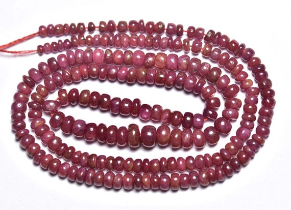 Ruby Rondelle Beads -16 Inches - Natural Finest Quality Beautiful Ruby Smooth Rondelles - Size Is 3 - 4.5 Mm, #426 Ruby Rondelle Beads -16 Inches - Natural Finest Quality Beautiful Ruby Smooth Rondelles - Size Is 3 - 4.5 Mm, #426