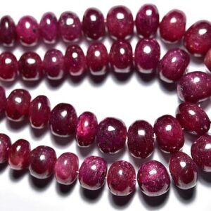 Big Ruby Rondelle Beads - 7.5 Inches - Finest Quality Amazing Ruby Smooth Big Rondelles - Size is 9-12mm - #312
