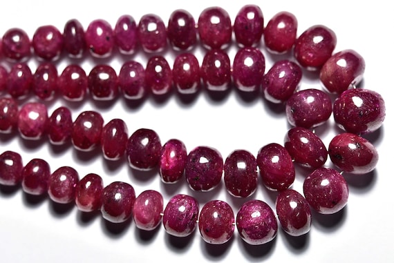 Big Ruby Rondelle Beads - 7.5 Inches - Finest Quality Amazing Ruby Smooth Big Rondelles - Size Is 9-12mm - #312