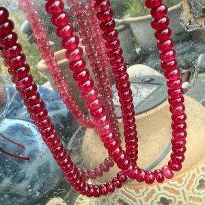 Chalcedony Ruby red vibrant smooth gemstone Rondelle  beads  6mm beads 1mm hole