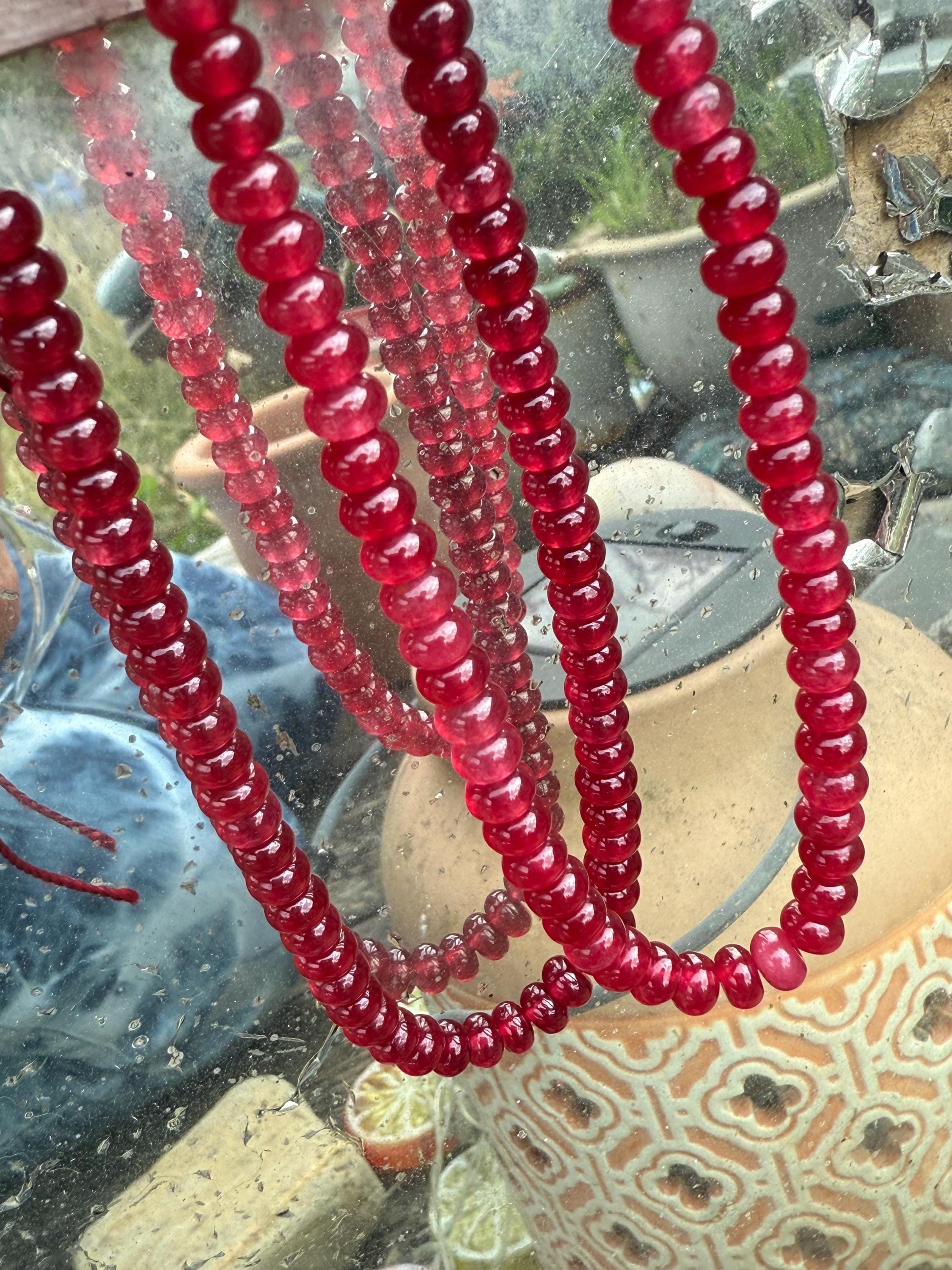 Chalcedony Ruby Red Vibrant Smooth Gemstone Rondelle Beads 6mm Beads 1mm Hole Chalcedony Ruby Red Vibrant Smooth Gemstone Rondelle Beads 6mm Beads 1mm Hole