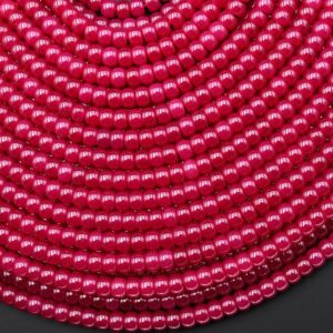Lab-grown Red Ruby Smooth 4mm Rondelle Gemstone Beads 15.5" Strand