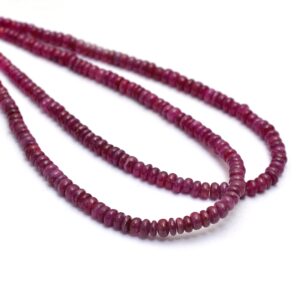 Longido Red Ruby Gemstone 3.50mm-4mm Smooth Rondelle Beads | Natural Aaa+ Ruby Precious Gemstone Loose Beads For Jewelry | 16inch Strand