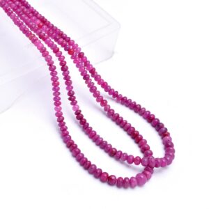 Natural Aaa+ Ruby Gemstone 3mm-5.50mm Smooth Rondelle Beads | 16inch Strand | Indian Ruby Precious Gemstone Loose Beads For Jewelry Making