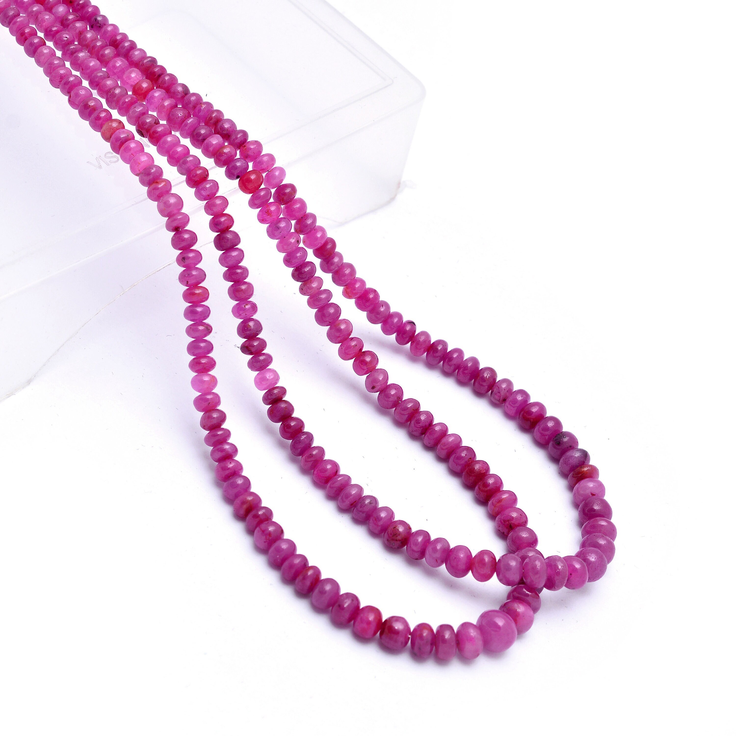 Natural Aaa+ Ruby Gemstone 3mm-5.50mm Smooth Rondelle Beads | 16inch Strand | Indian Ruby Precious Gemstone Loose Beads For Jewelry Making