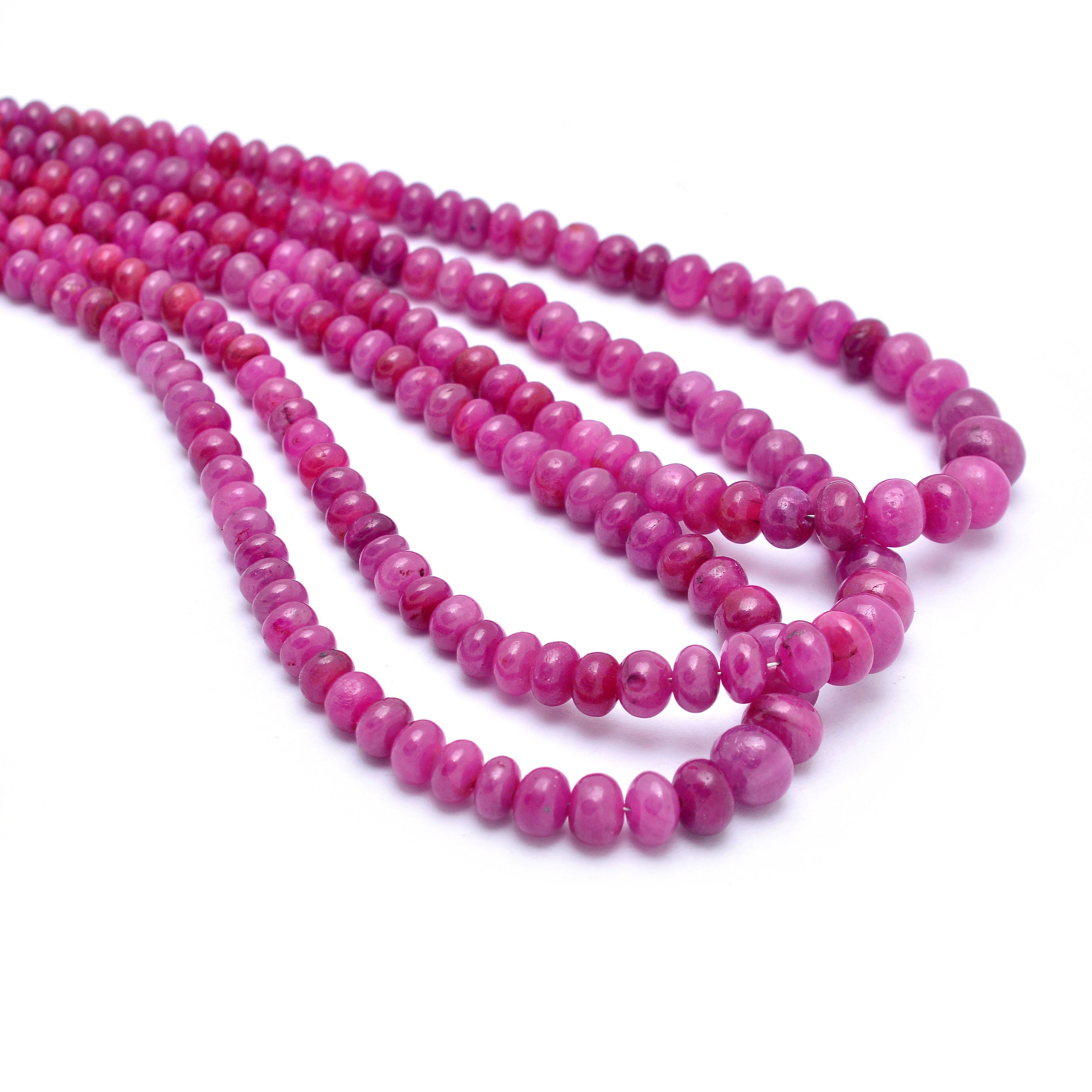 Natural Aaa+ Ruby Gemstone 2.50mm-6mm Smooth Rondelle Beads | 18inch Strand | Indian Ruby Precious Gemstone Loose Beads For Jewelry Making