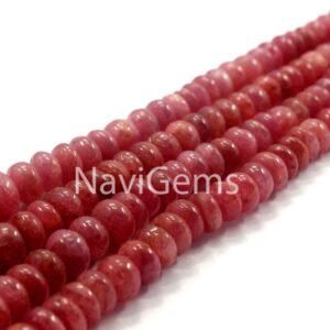 Natural Ruby Rondelle Beads: July Birthstone, 8" Strand