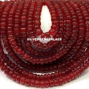 Natural Ruby Corundum Rondelle Beads Smooth Ruby Rondelle Beads Heated Ruby Gemstone Beads Ruby Beads Strand 4.MM Ruby Rondelle Beads.