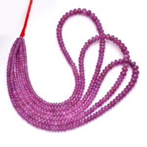 Natural Indian Ruby Gemstone 3mm-6mm Smooth Rondelle Beads | 16inch Strand | Ruby Precious Gemstone Loose Rondelle For Jewelry Making