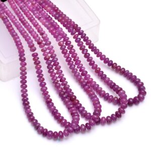 Natural Indian Ruby Gemstone 4mm-7mm Smooth Rondelle Beads | 16inch Strand | Ruby Precious Gemstone Loose Rondelle For Jewelry Making