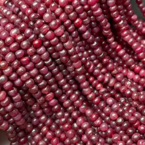 AAA Natural Ruby | Smooth Rondelle 3-4mm | Gemstone Beads | 16 Inches Strand   | For Making Jewelry