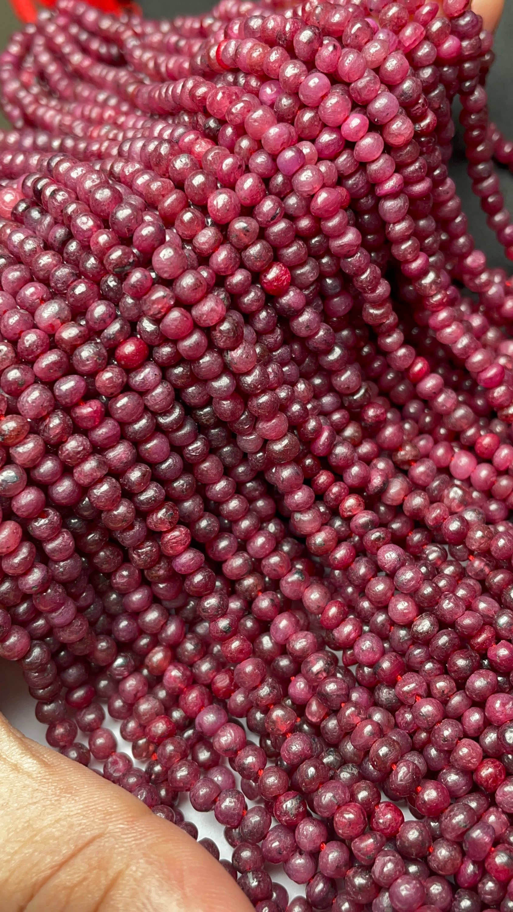Aaa Natural Ruby | Smooth Rondelle 3-4mm | Gemstone Beads | 16 Inches Strand | For Making Jewelry Aaa Natural Ruby | Smooth Rondelle 3-4mm | Gemstone Beads | 16 Inches Strand | For Making Jewelry