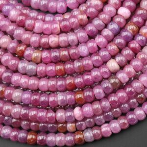 Real Genuine Natural Ruby Gemstone Smooth Rondelle 6mm Beads 15.5" Strand