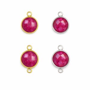 10mm Ruby Bezel – Sterling Silver & 14k Gold Vermeil Pendant Connector 10mm Ruby Bezel – Sterling Silver & 14k Gold Vermeil Pendant Connector