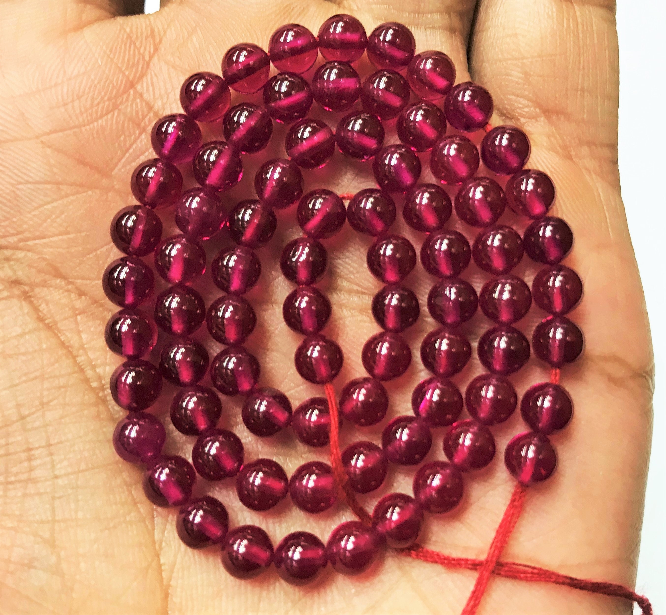 5mm Ruby Corundum Smooth Balls.sold At 5 Strands. 14" 5mm Round Smooth Ruby Corundum Gemstone Beads.lustrous Ruby Corundum Spheres.5 Strands