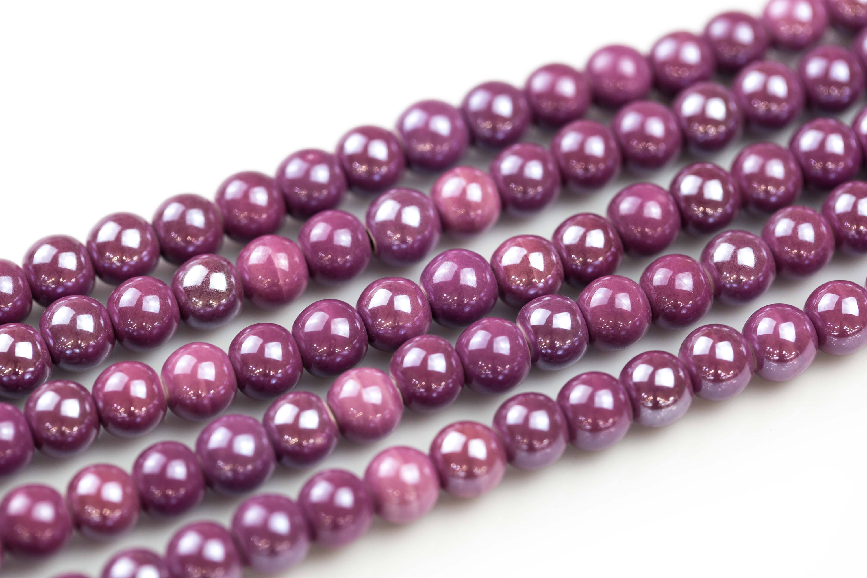 6mm 8mm 12mm Ceramic Smooth Round-11.5 Inches Per Strand- Ruby 6mm 8mm 12mm Ceramic Smooth Round-11.5 Inches Per Strand- Ruby