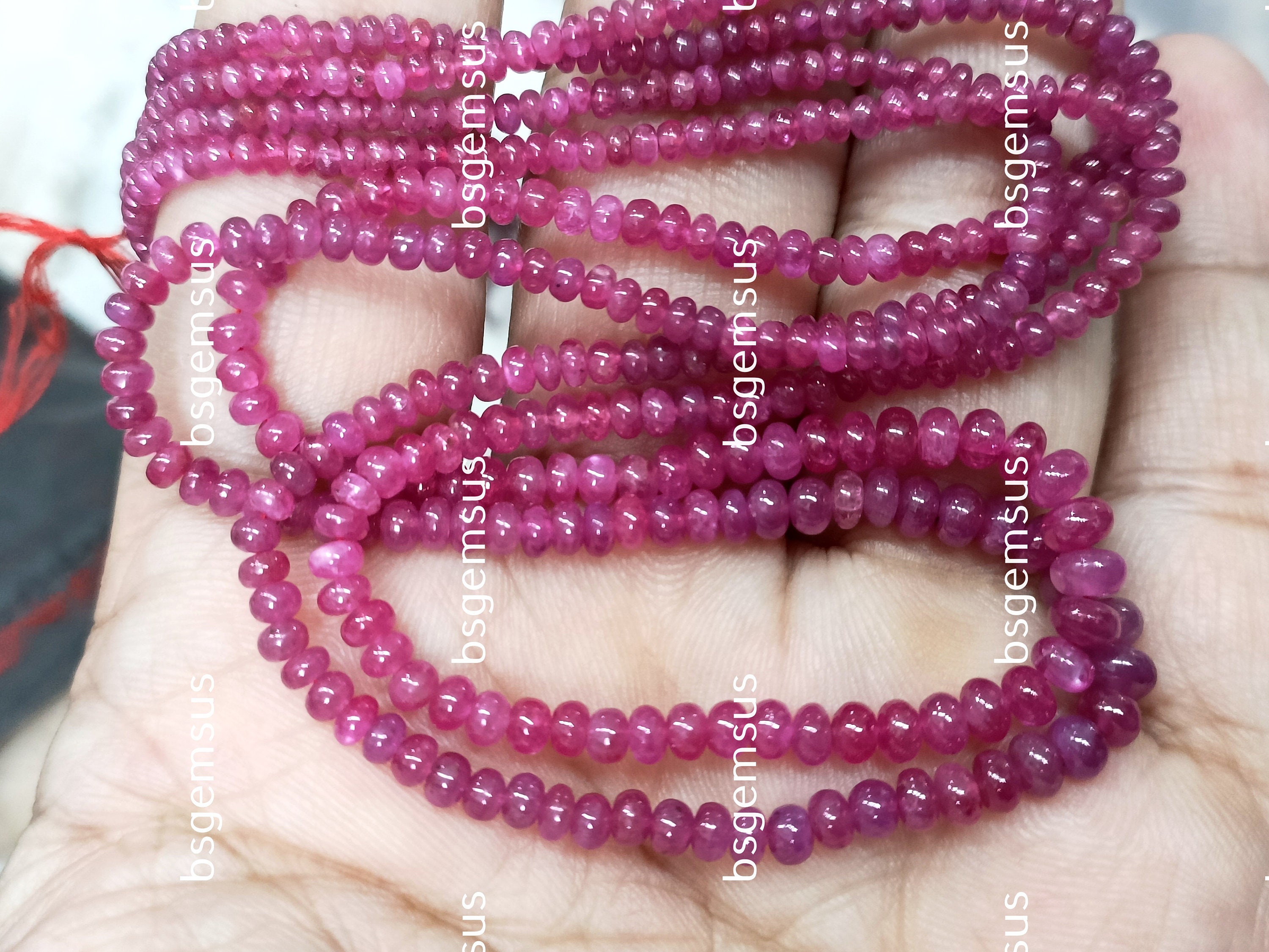 8 Inches Strand, Natural Mogo Mines Ruby Smooth Round Balls Beads, Size 2.5-4mm Approx