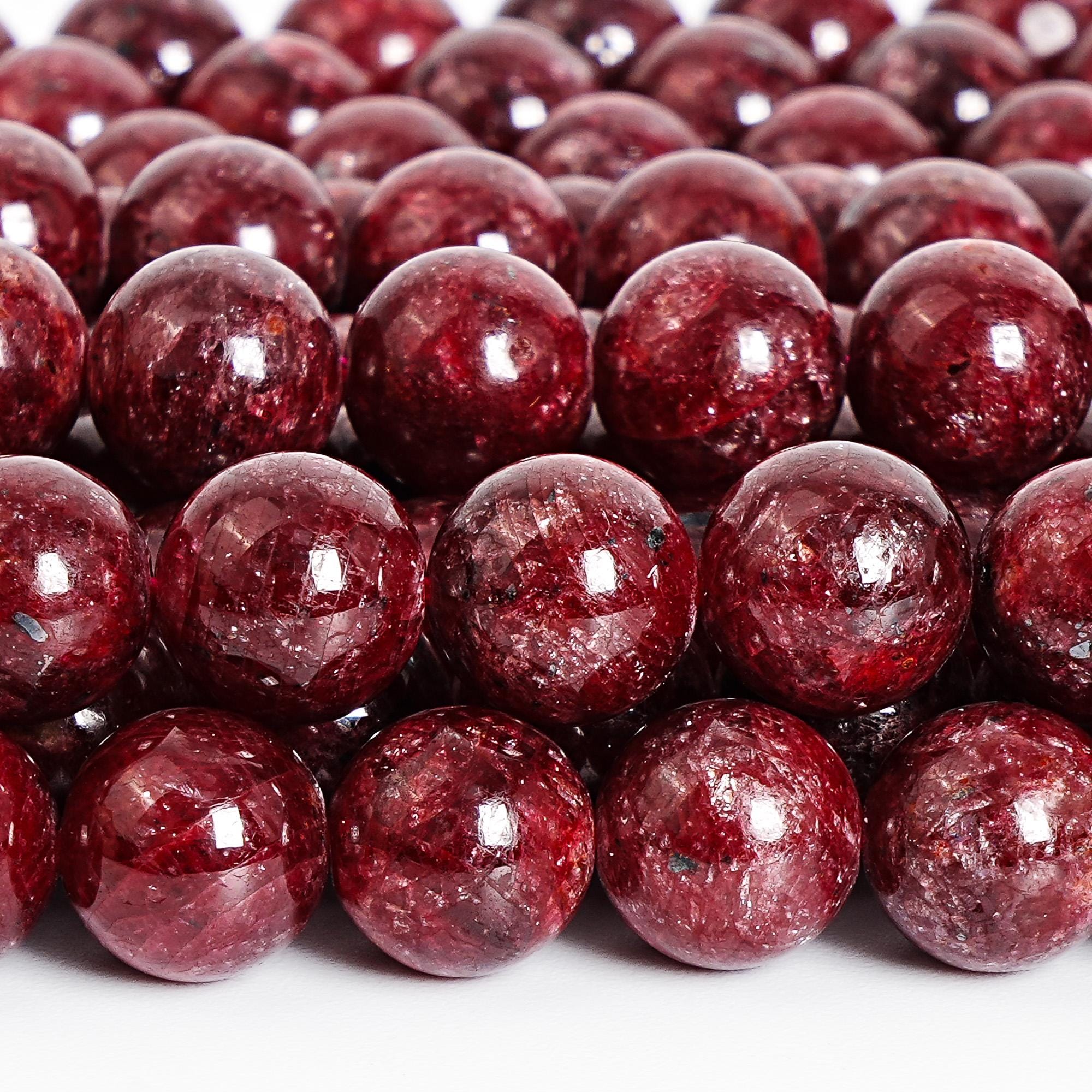 9mm Red Ruby Beads Genuine Natural Grade Aaa Gemstone 7.5" Strand Round Loose Beads