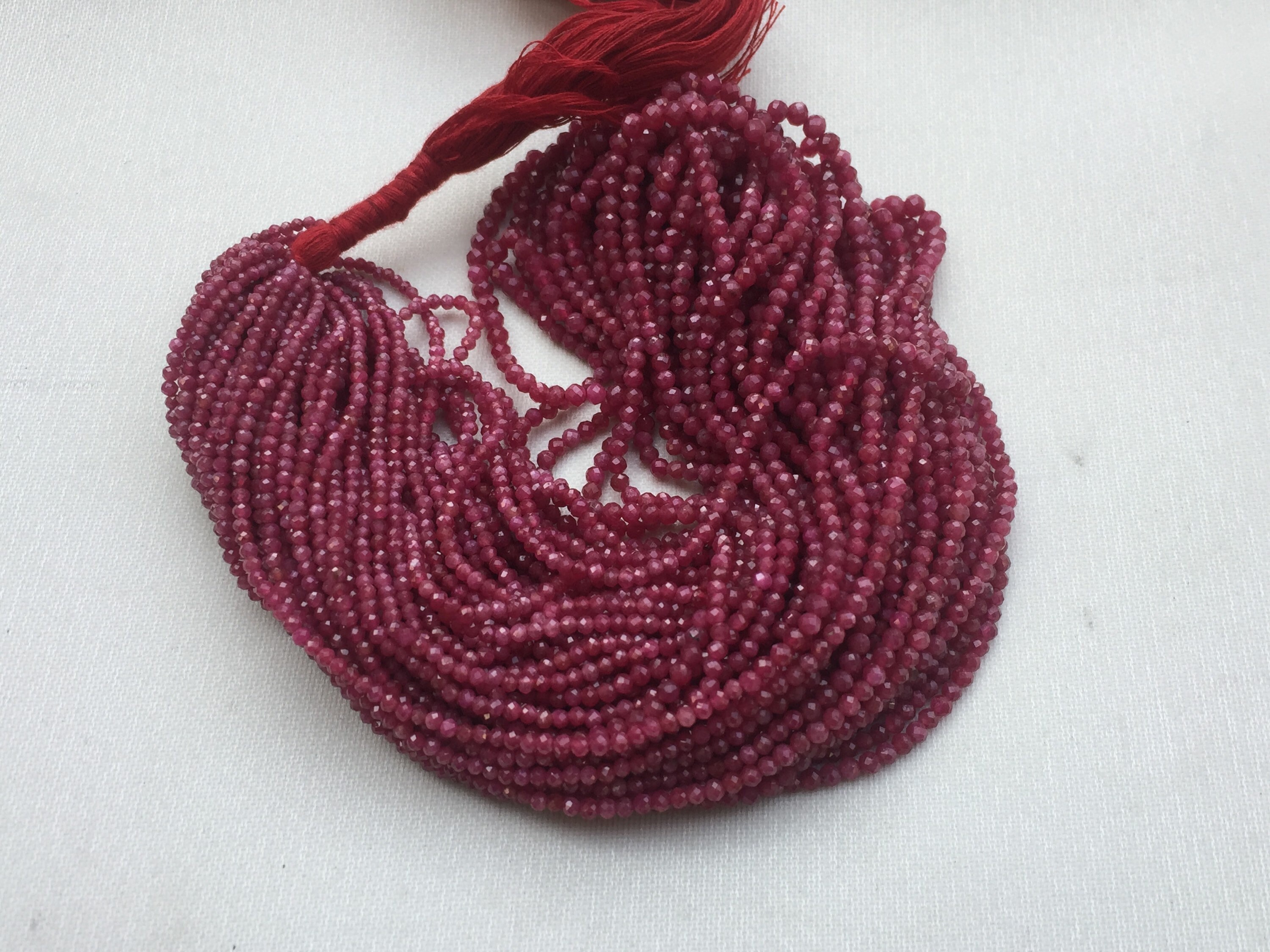 Bead Natural Ruby (heated) 16" Fact Round 2mm To 3mm Each