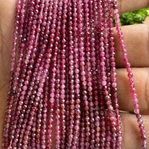 Bead Natural Ruby (heated) shaded 16" fact round 2mm to 2.5mm each Bead Natural Ruby (heated) shaded 16" fact round 2mm to 2.5mm each