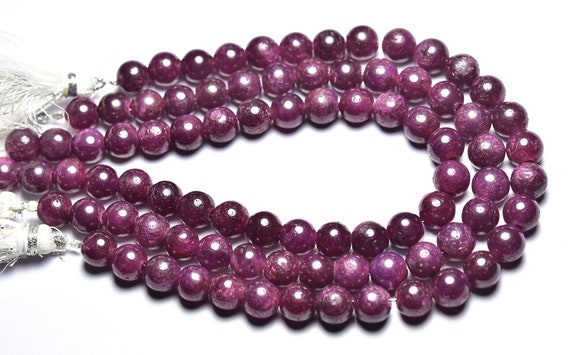 Ruby Round Beads - 8 Inches - Natural Ruby Smooth Round Beads - Size Is 7.5 Mm #2816