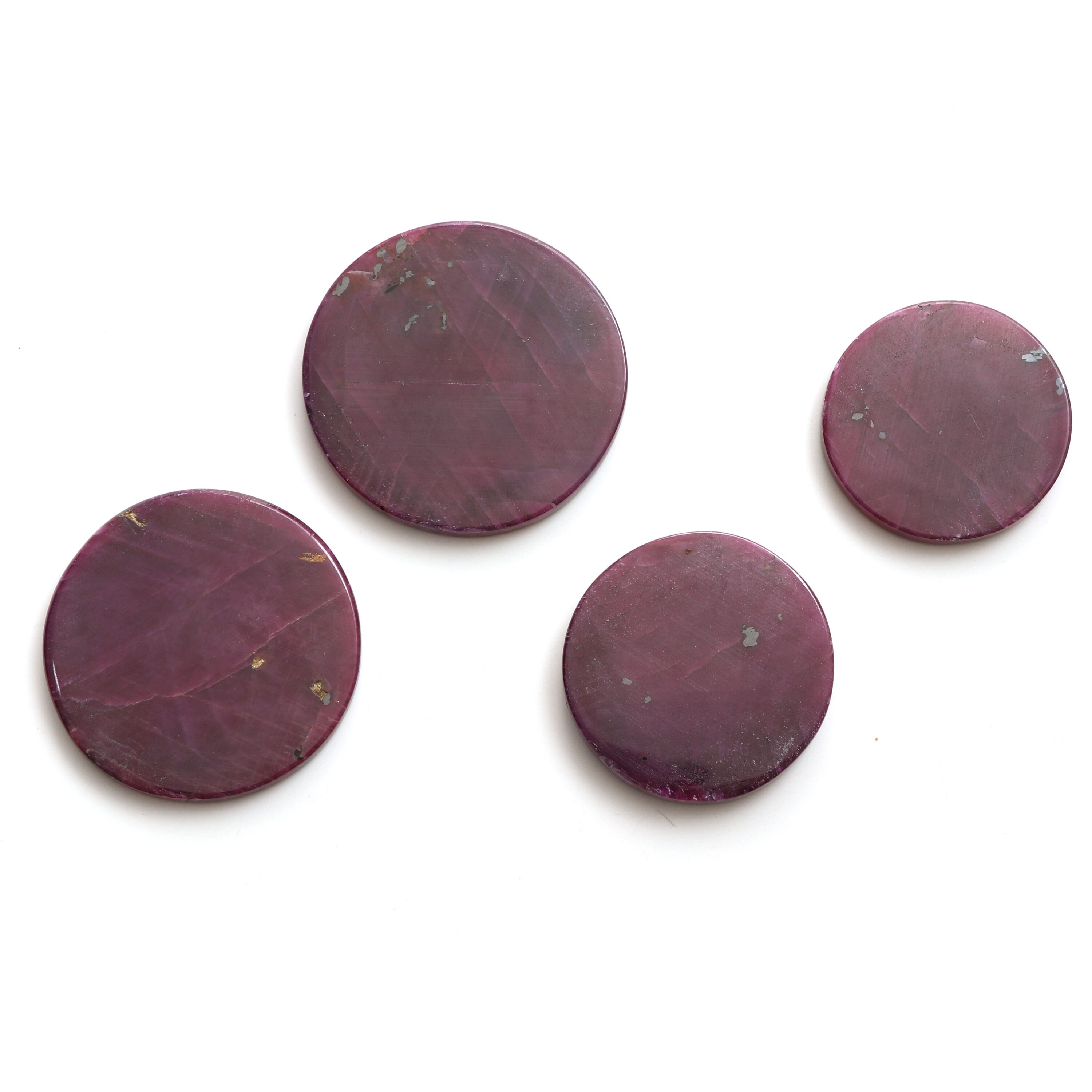 Clearance-ruby Smooth Round Slice Loose Gemstone, 43 Mm To 57 Mm, Ruby Round Jewelry Handmade, Gift For Women, Set Of 4 Pieces
