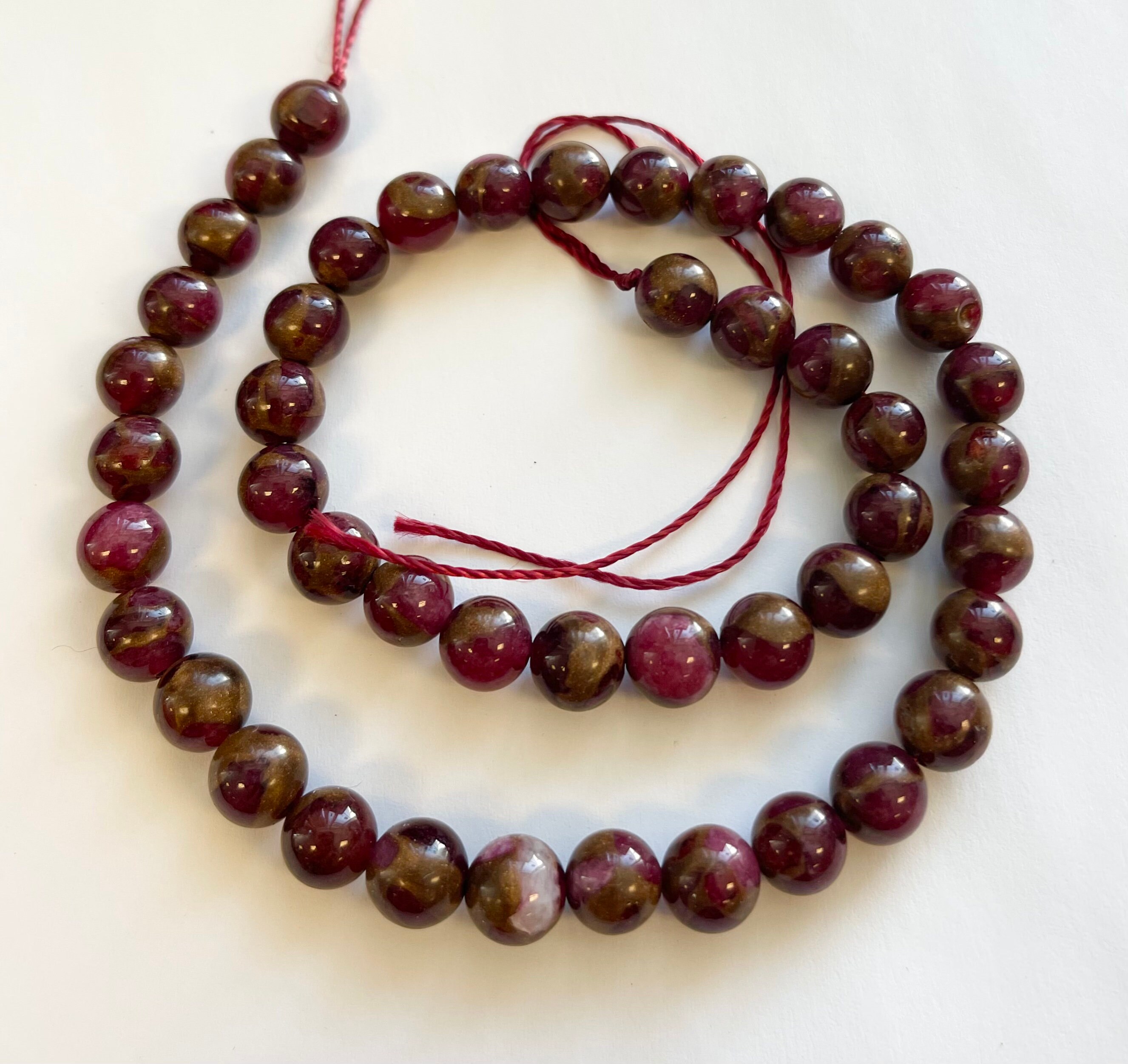 Ruby Golden Quartz 6mm 8mm Round Gemstone Beads--15.5 Inch Strand