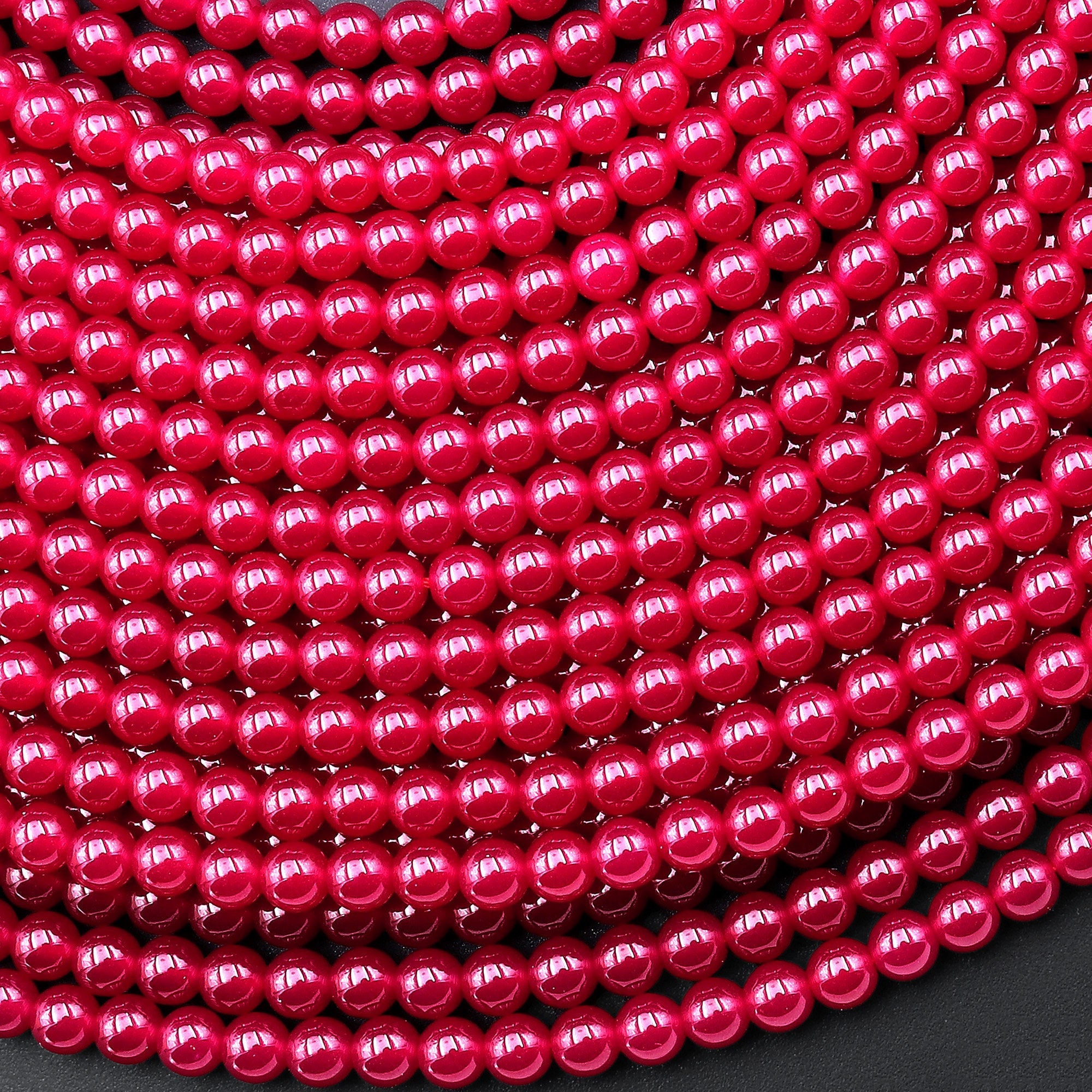 Lab-grown Red Ruby 2mm 3mm 4mm Smooth Round Gemstone Beads 15.5" Strand