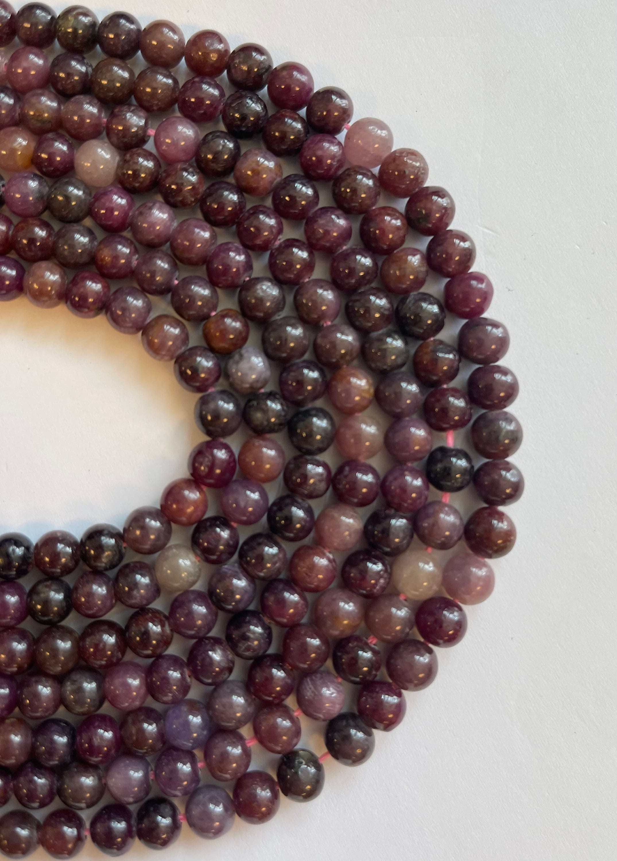 Natural Ruby 6mm 8mm 10mm  Round Gemstone Bead-~ -15.5 Inch Strand