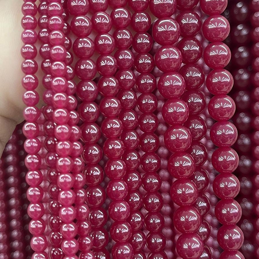 Natural  Red Ruby Smooth Round Beads,natural Red Corundum Beads Wholesale Supply,one Strand 15",ruby  Beads