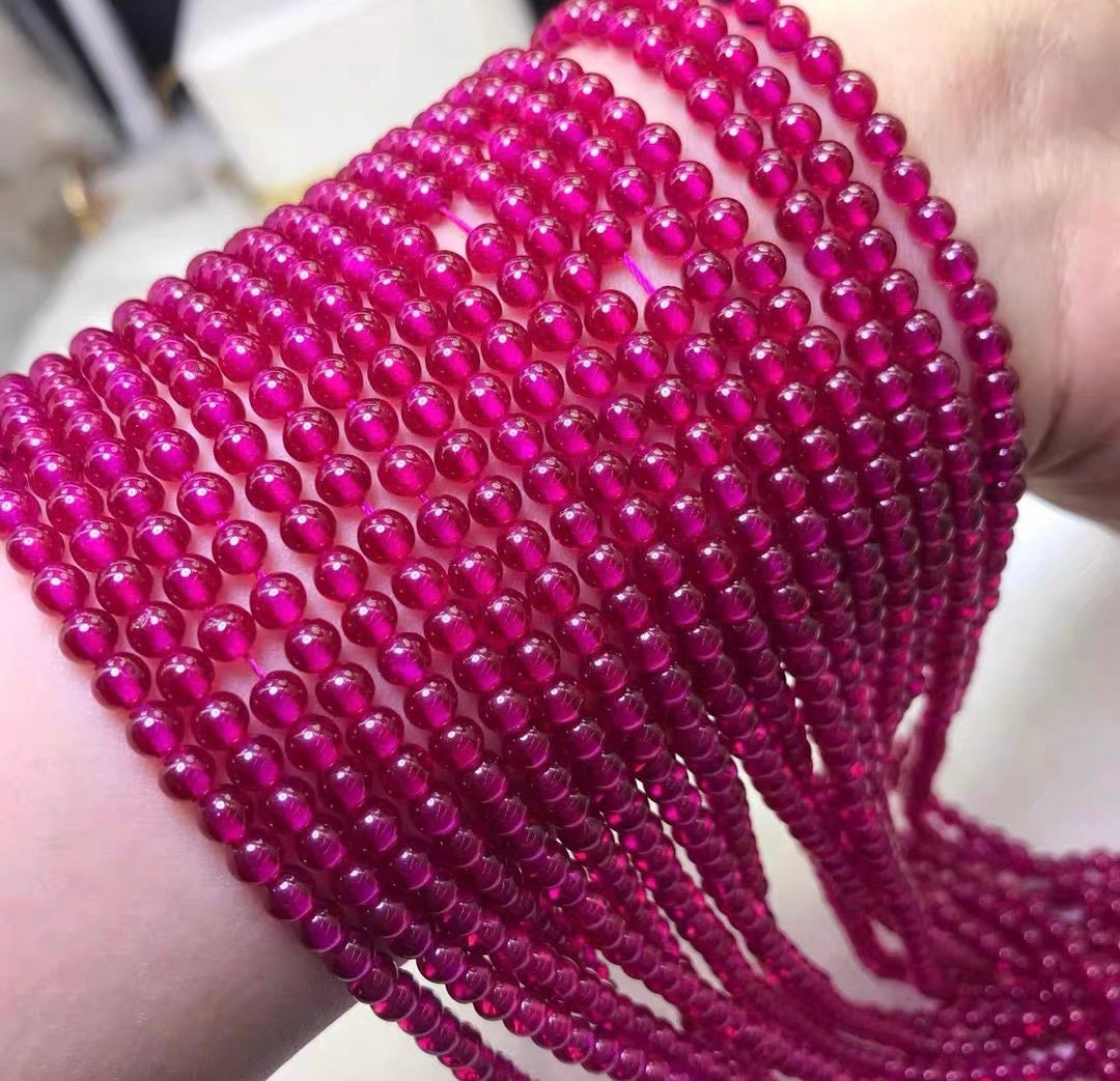 Natural Ruby Smooth Round Beads,2mm 3mm 4mm Barklyite Beads Wholeslae Beads Bulk Supply, 15 Inches One Strand