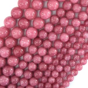 Ruby Pink Colored Quartz Round Beads Gemstone 15" Strand 6mm 8mm 10mm Ruby Pink Colored Quartz Round Beads Gemstone 15" Strand 6mm 8mm 10mm