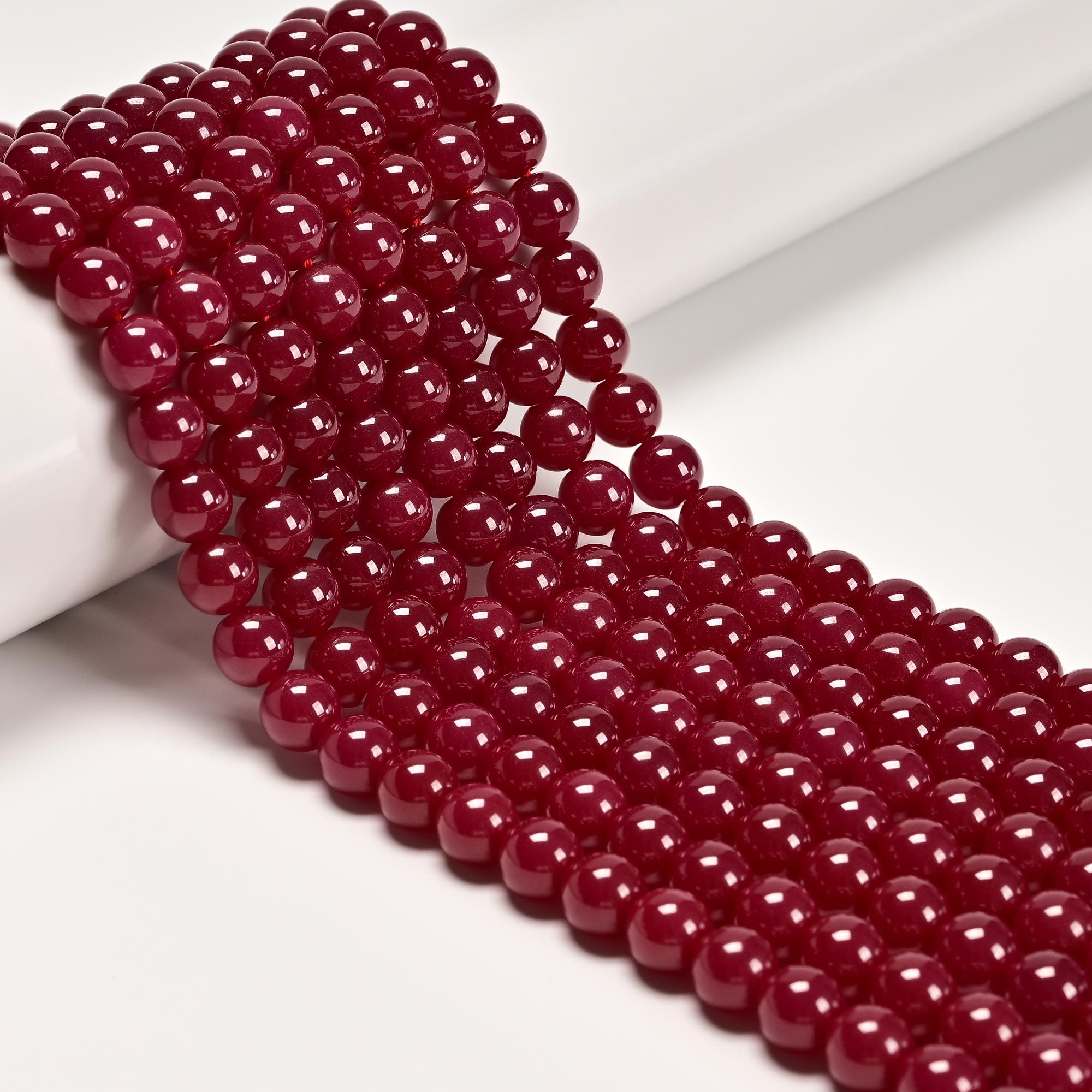 Ruby Smooth Round Beads Size 4mm 5mm 6mm 8mm 15.5'' Strand