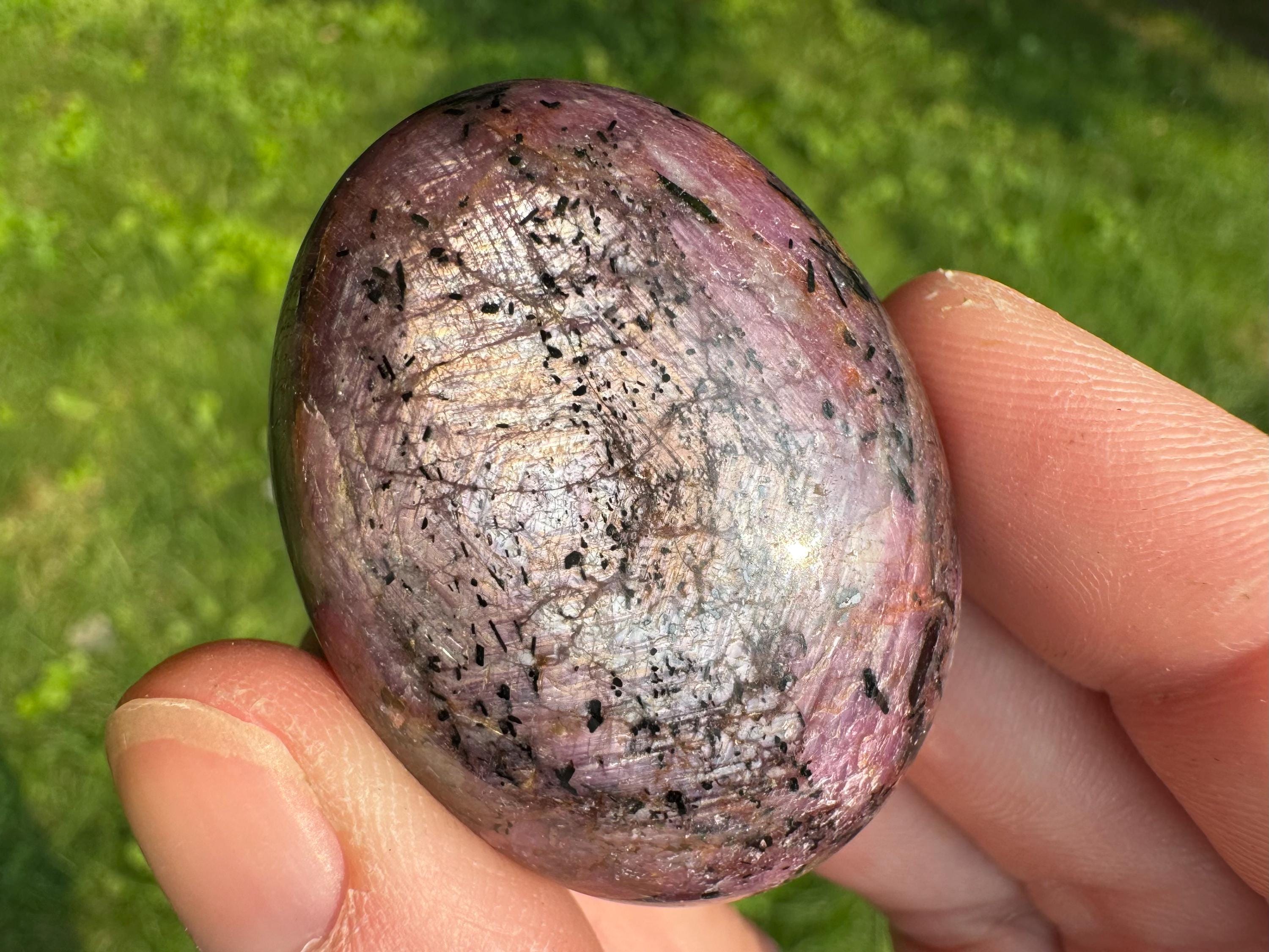 1.6" Star Ruby Palm Stone, Polished Pink Gemstone, July Birthstone Gift #5
