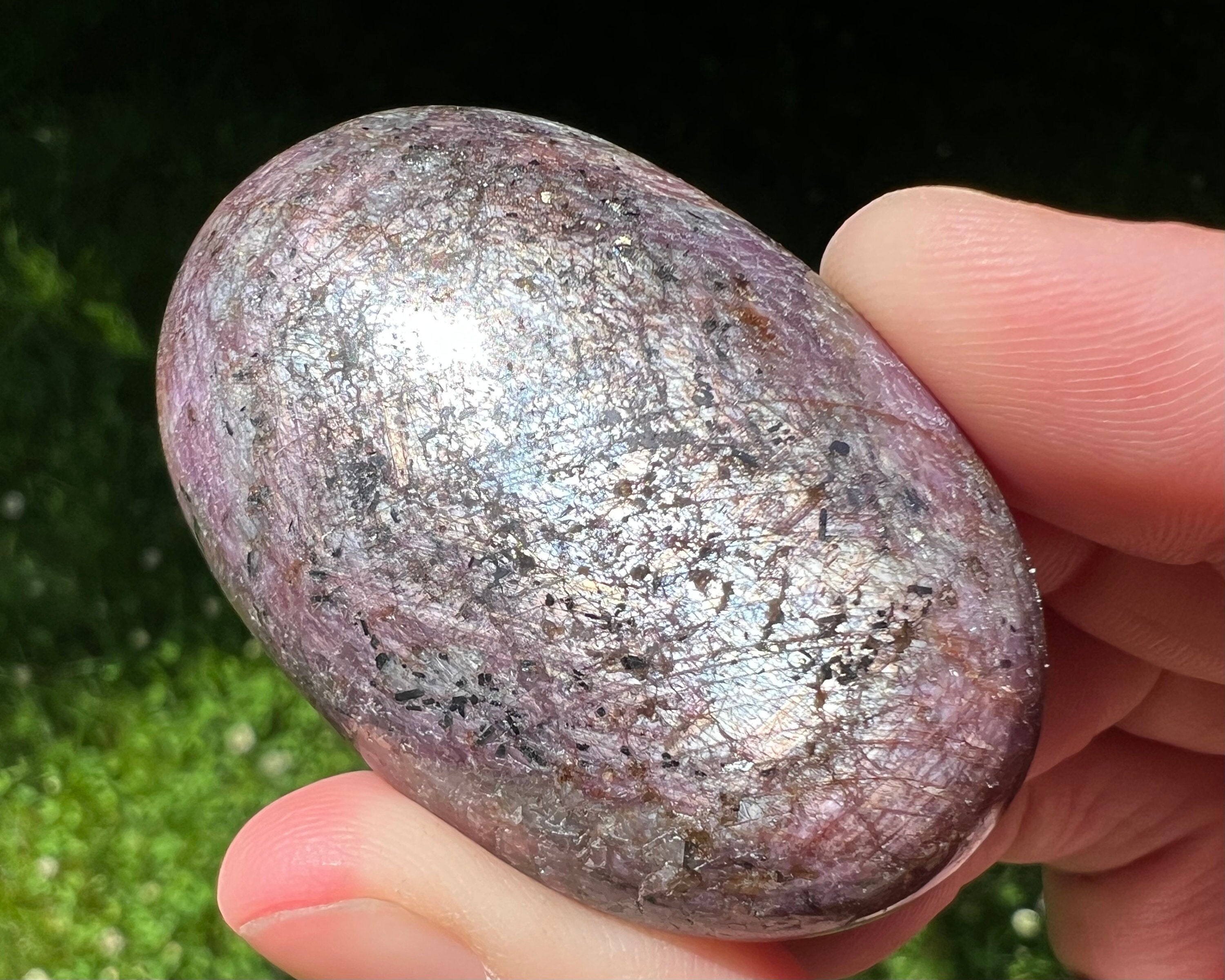 2 Inch Star Ruby Palm Stone, Polished Uv Pink Crystal, July Birthstone #4
