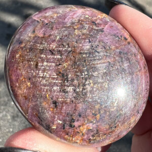 2" Star Ruby Palm Stone From India, Chatoyant Pink Red Corundum, Polished Palmstone, Large Hexagonal, Birthday Gift For Daughter, Mom #3