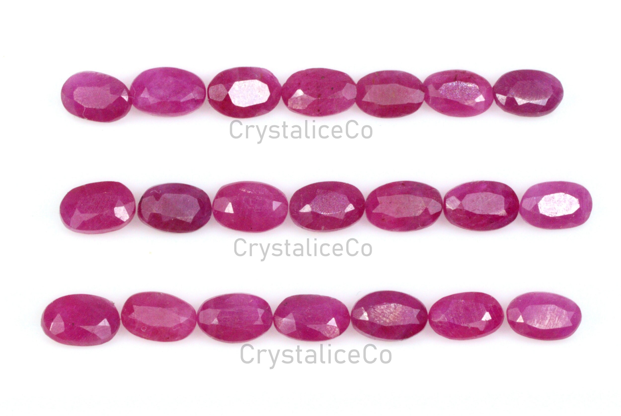 Faceted Pink Ruby Gemstone Lot: Oval Loose Stones (3x5 Mm)