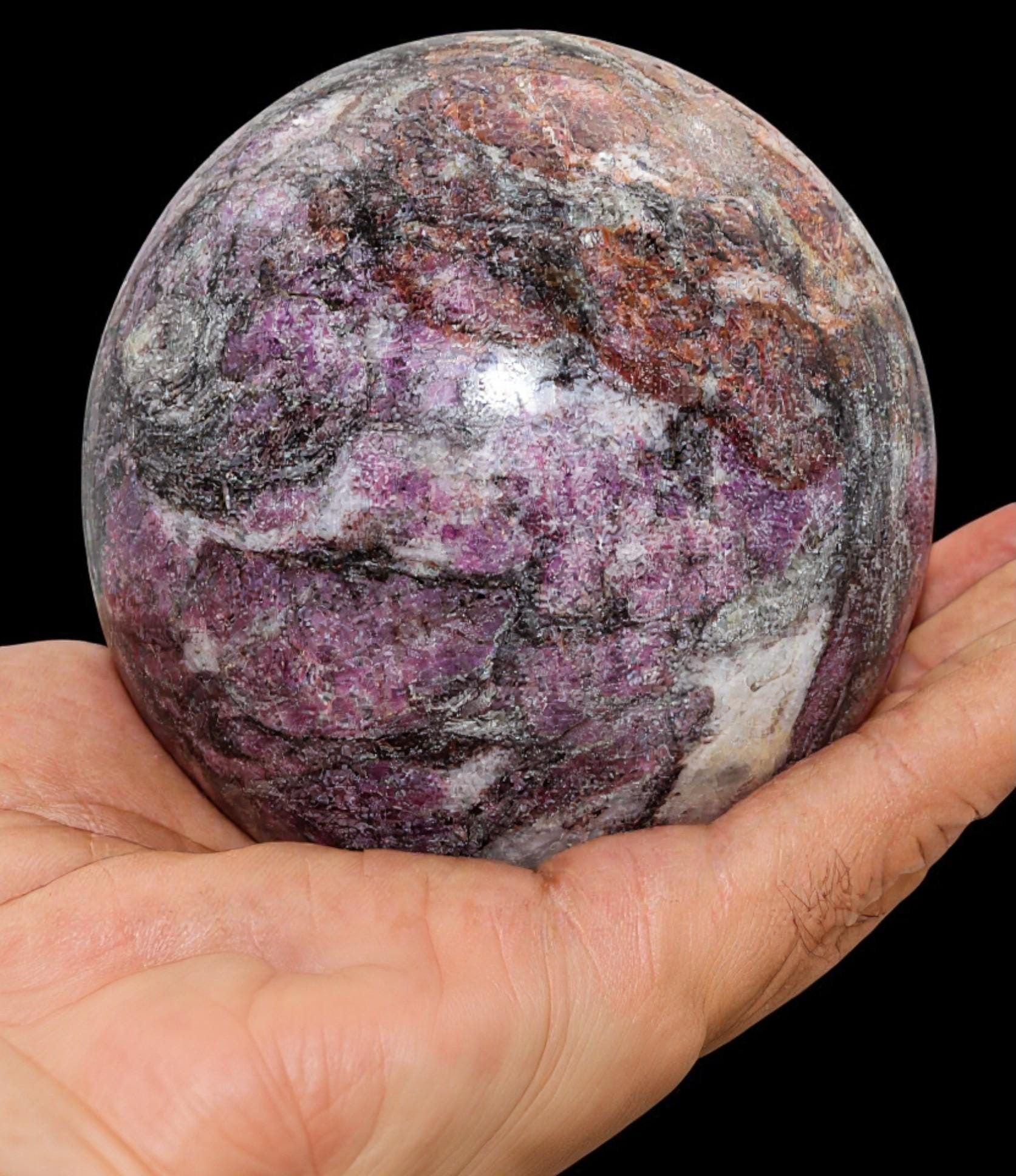 Gneiss Ruby Corundum Sphere: Biotite Crystal Energy Crystal Ball Variation Size